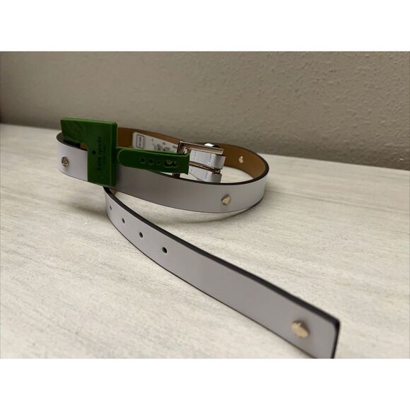 KATE SPADE Studded Belt Leather White Sz S Gold Hardware New - Picture 9 of 11